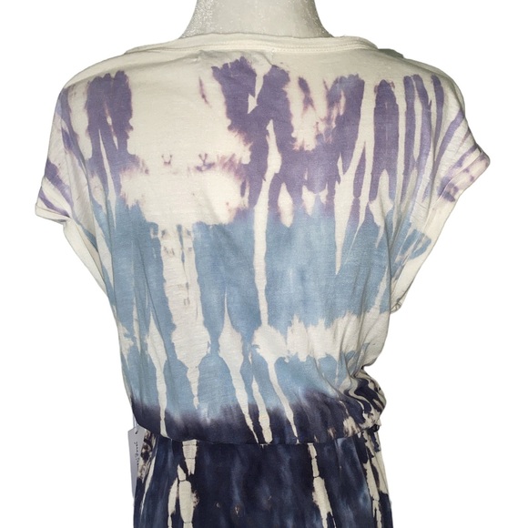 NWT Young Fabulous & Broke YFB Blue Pastel Tie Dye Tie Waist Tunic Maxi Dress  M - Picture 7 of 12